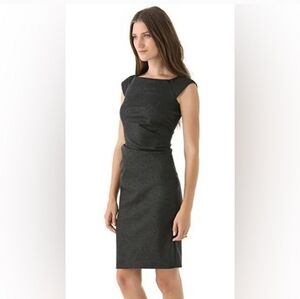 Diane von Furstenberg Gabi Felted Gray Tailored Sleeveless Midi Dress
